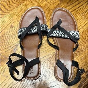 Toms Black and Brown Strappy Sandals for Summer